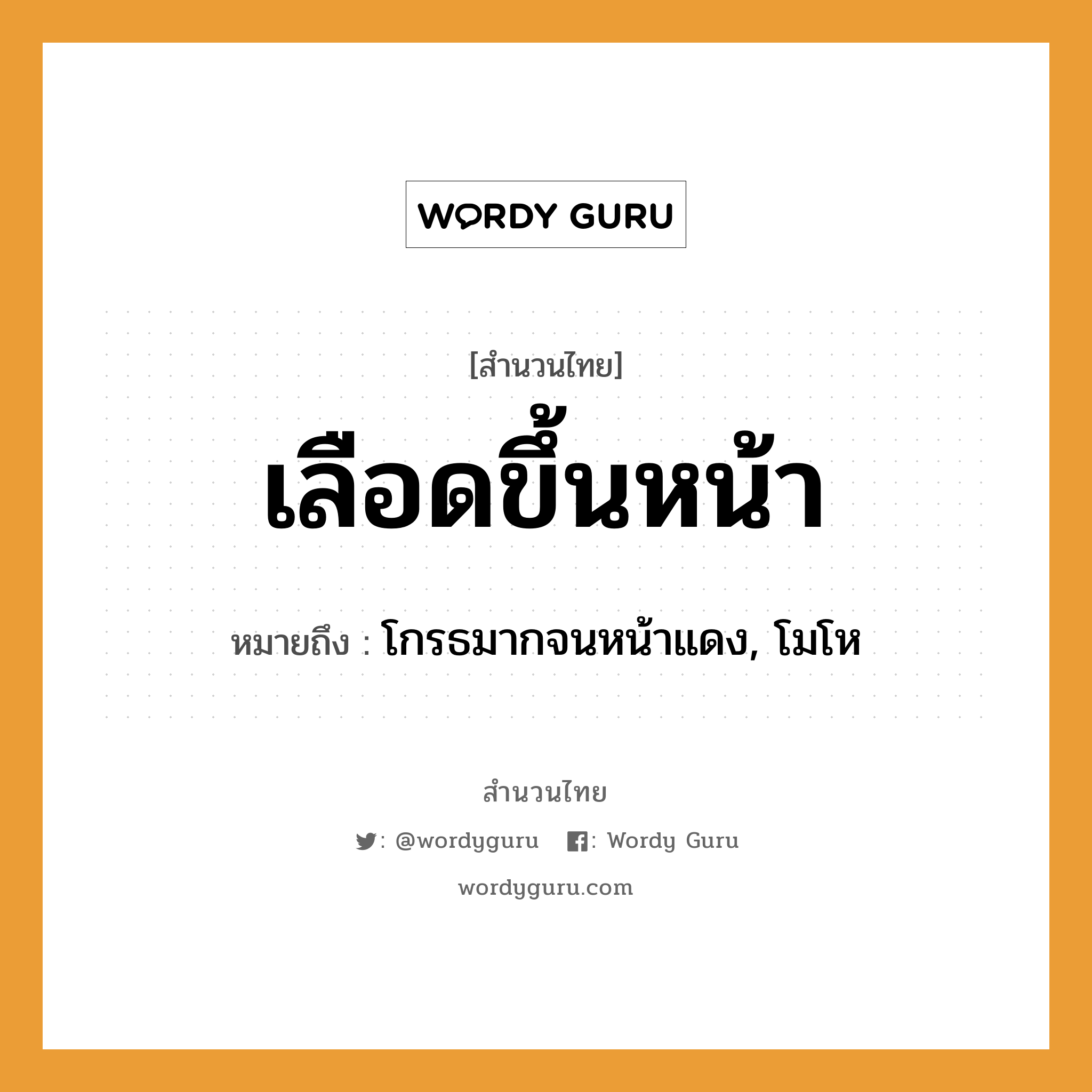 คำพังเพย: เลือดขึ้นหน้า หมายถึงอะไร?, หมายถึง โกรธมากจนหน้าแดง, โมโห